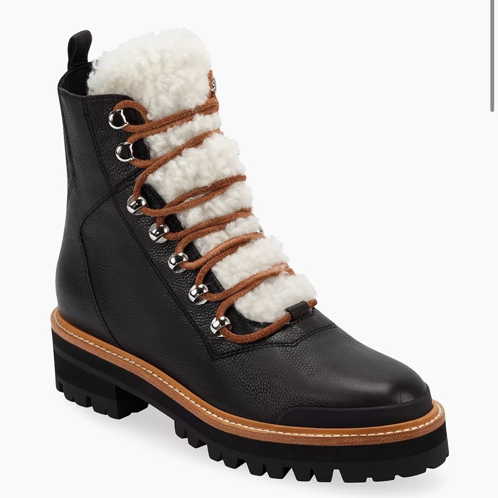 Marc Fisher - Izzie Shearling-Lined Leather Work Boots